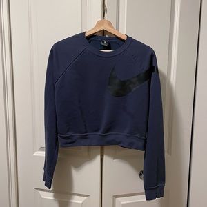 Navy blue cropped nike sweatshirt